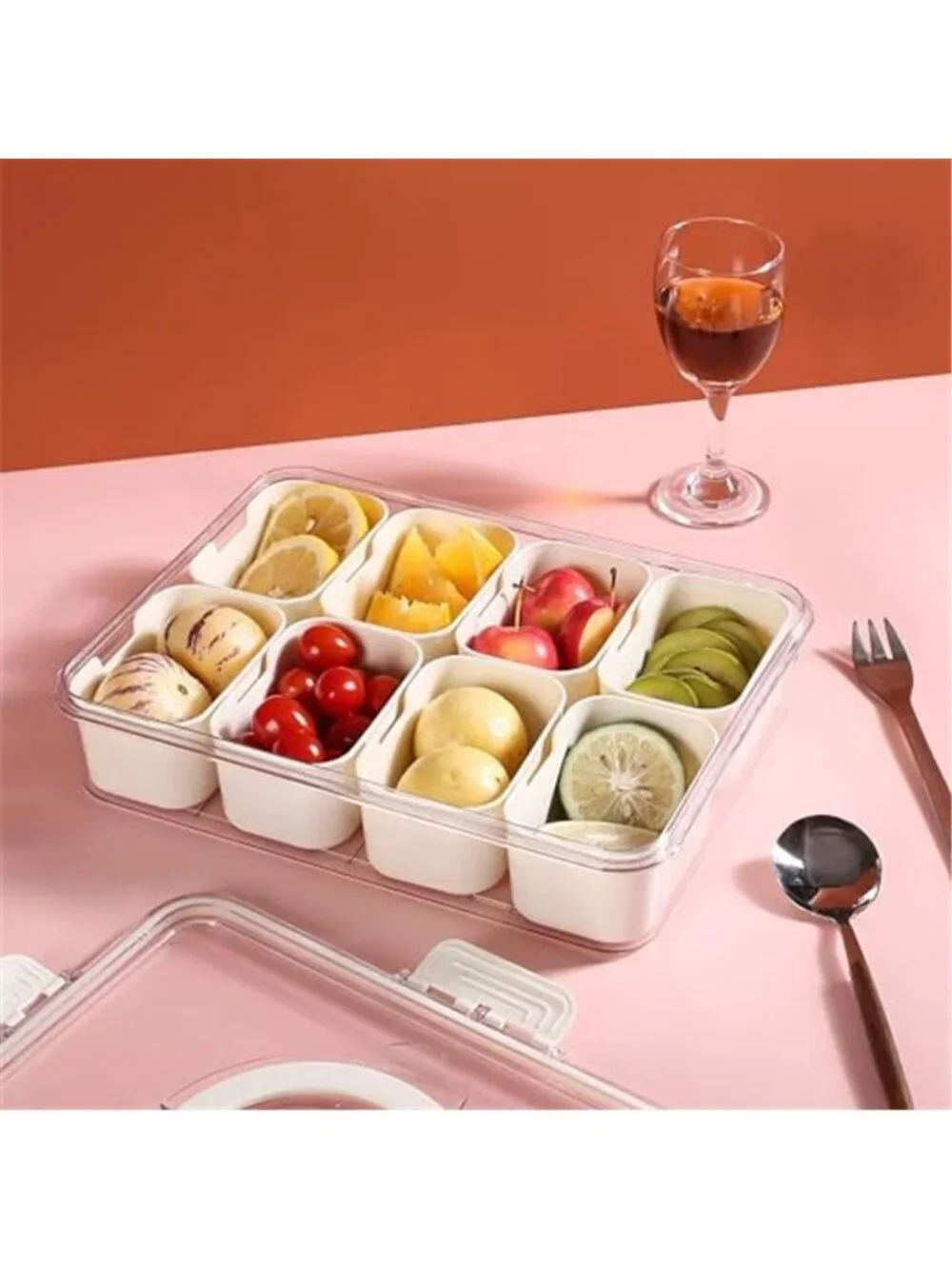 Divided Serving Tray with Lid and Handle - Snackle Box Charcuterie Container